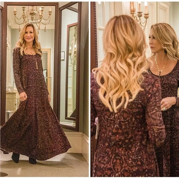 Soft Surroundings Burgundy Long Sleeve Maxi Dress - Picture 2 of 7